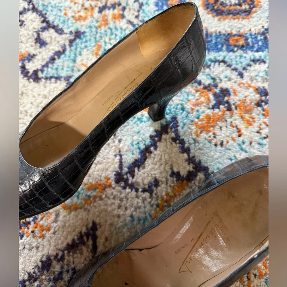 7.5 AA — Vintage croc leather heels - Debusschère of Bruges - Picture 2 of 7